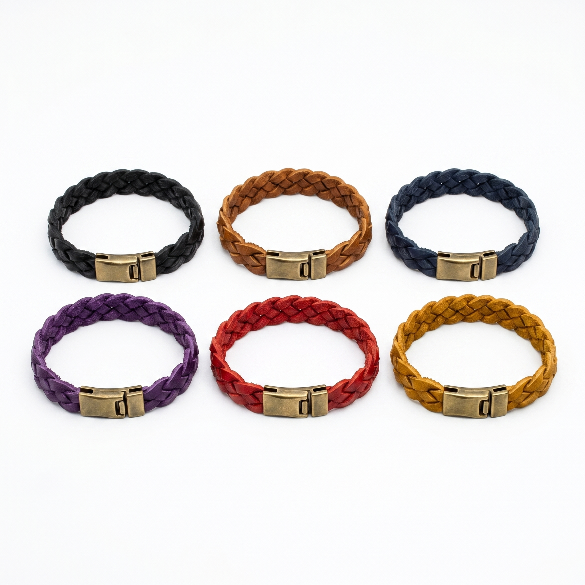 Six leather bracelet colours, hand-painted by Persa London